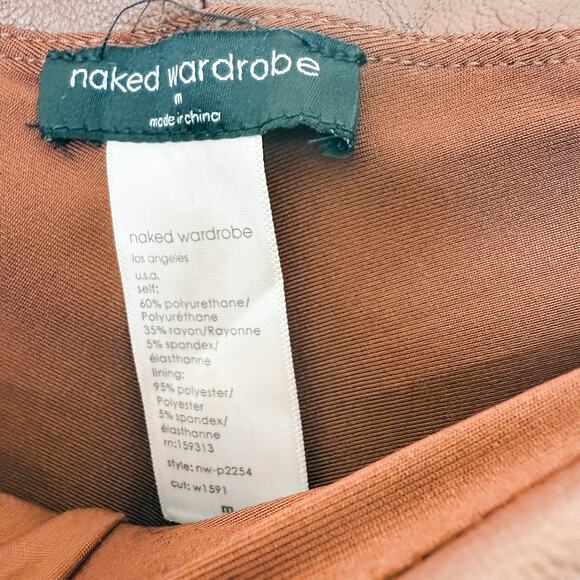NWOT Naked Wardrobe Vegan Leather High Waist Leggings‎ Brown Size Medium - Picture 5 of 7
